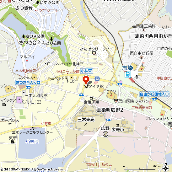 タイヤ館三木付近の地図